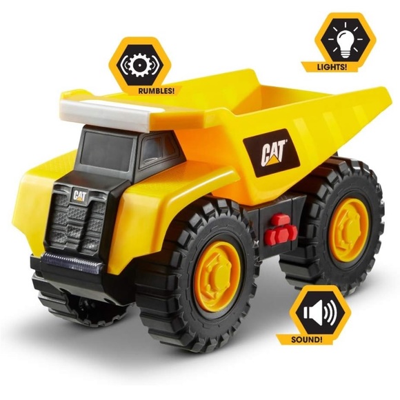Cat Construction Tough Machines Toy Dump Truck with Lights & Sounds, Yellow - Picture 4 of 7